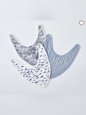 Pottery Barn Kids Organic Jack Muslin Drool Bib Set of 3